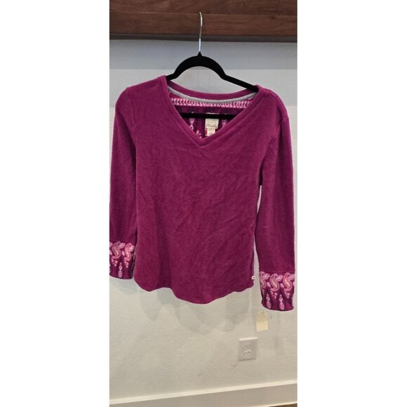 Lucky Brand Sweaters - Lucky Brand Womens V-Neck Knit Pullover Sweater Medium Pink Wool Blend Embroider